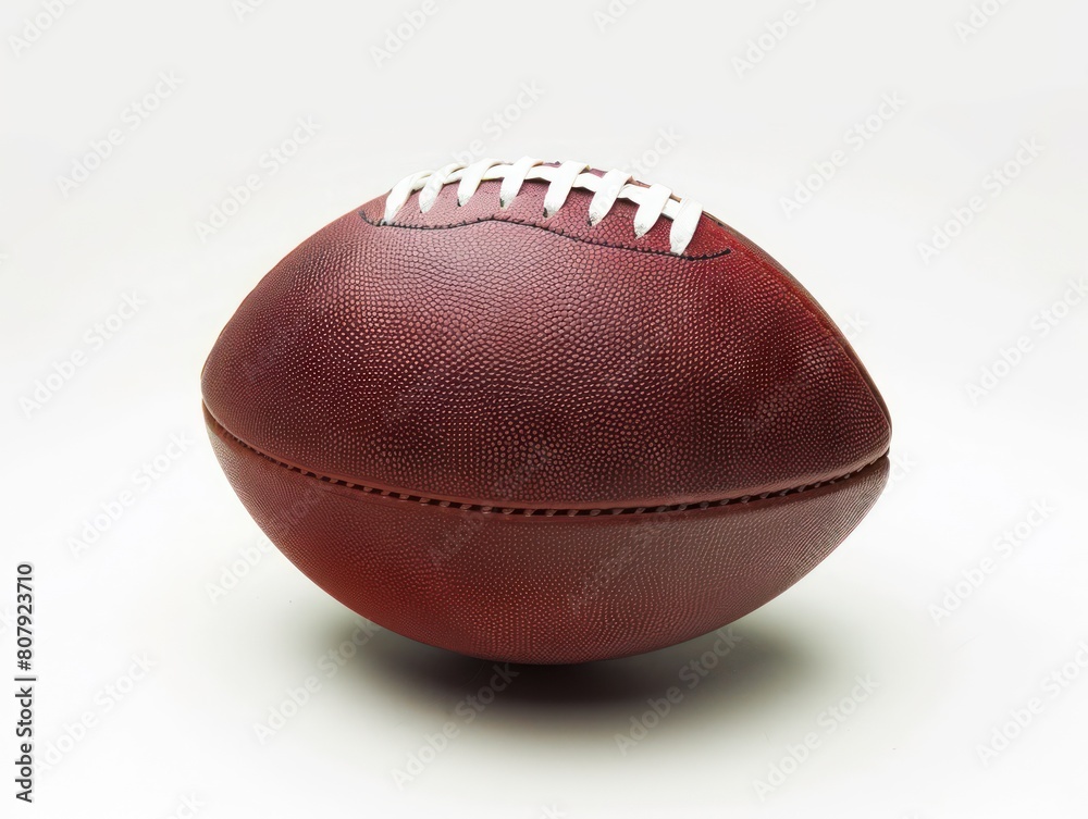 old brown leather american football ball with white background 