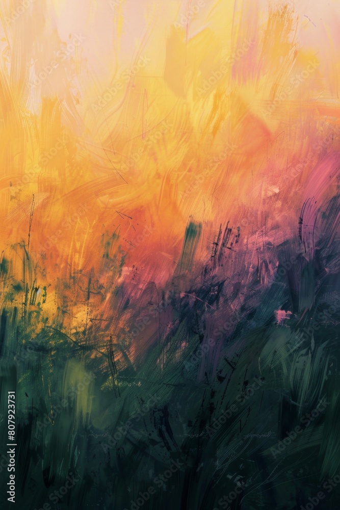 impressionistic gradient, brushstroke textures, painterly feel