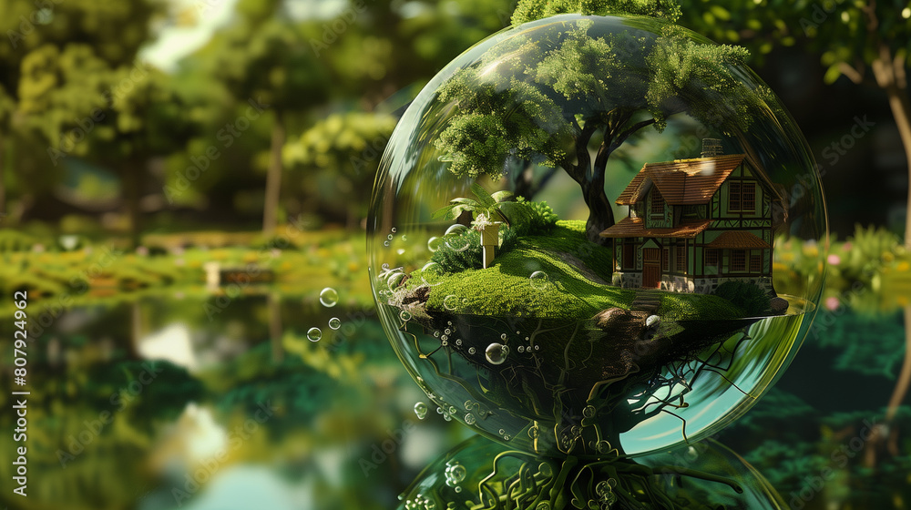 Fantasy Illustration of Eco-Friendly Living Space in Nature