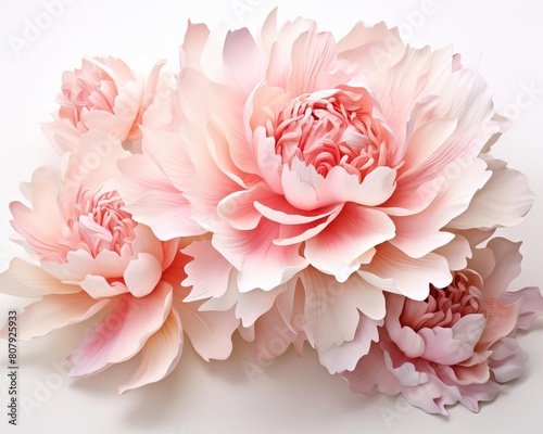 A beautiful arrangement of pink peonies. The petals are soft and delicate, and the colors are vibrant and lifelike