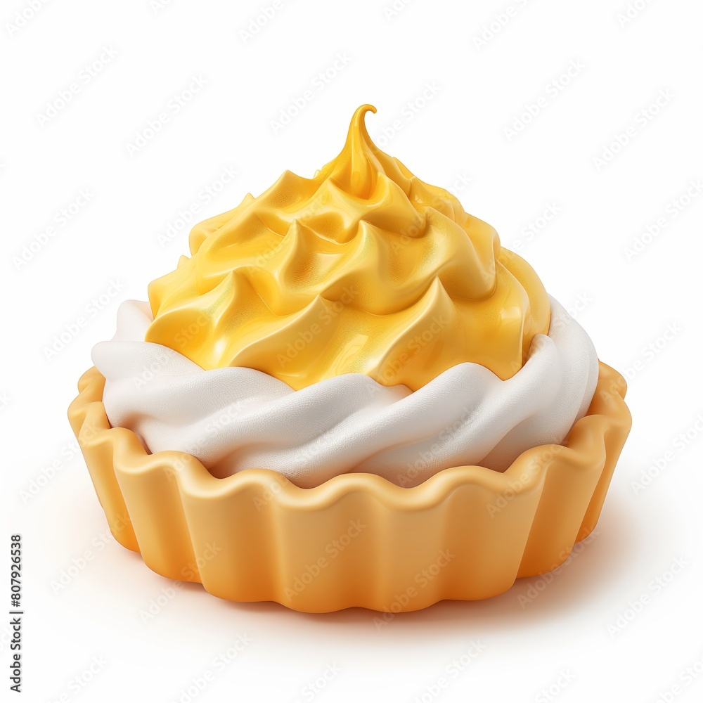 Cute Lemon Meringue Pie Cartoon Clay Illustration, 3D Icon, Isolated on white background Cute Lemon Meringue Pie Cartoon Clay Illustration, 3D Icon, Isolated on white background