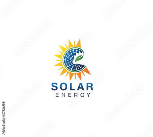 sun solar leaf green energy logo
