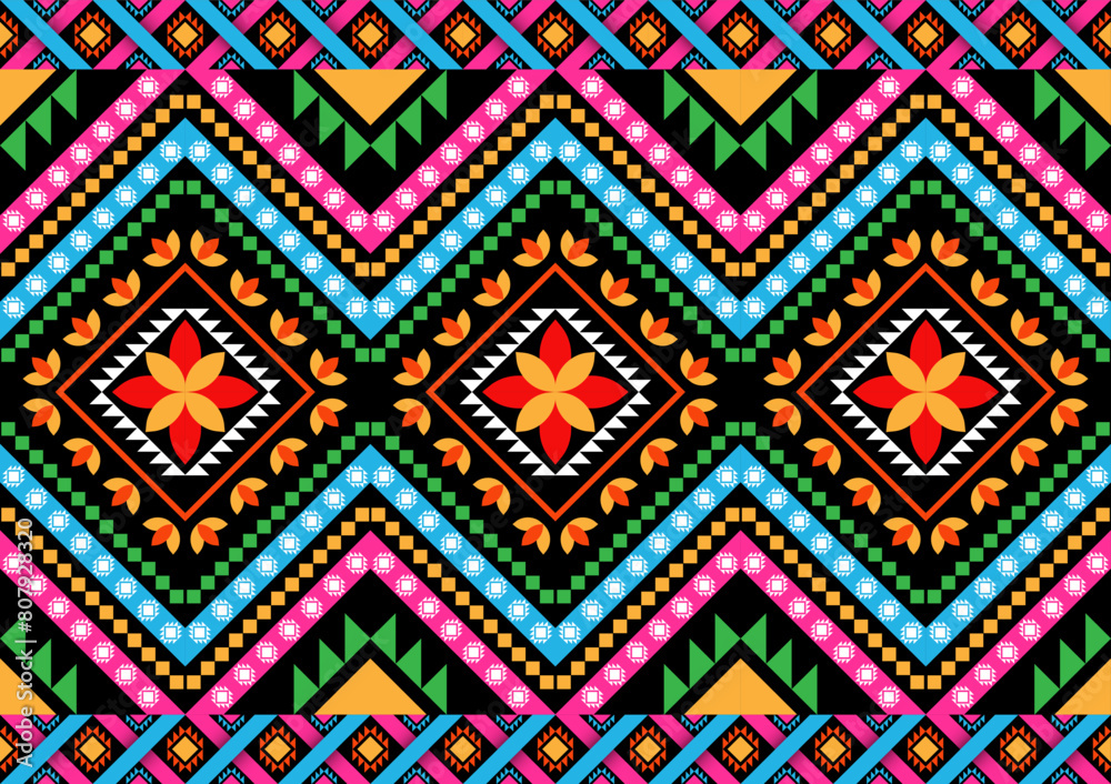 Native geometric pattern vector vintage style colorful  graphic design for clothing, home decoration, carpet, fabric, print.