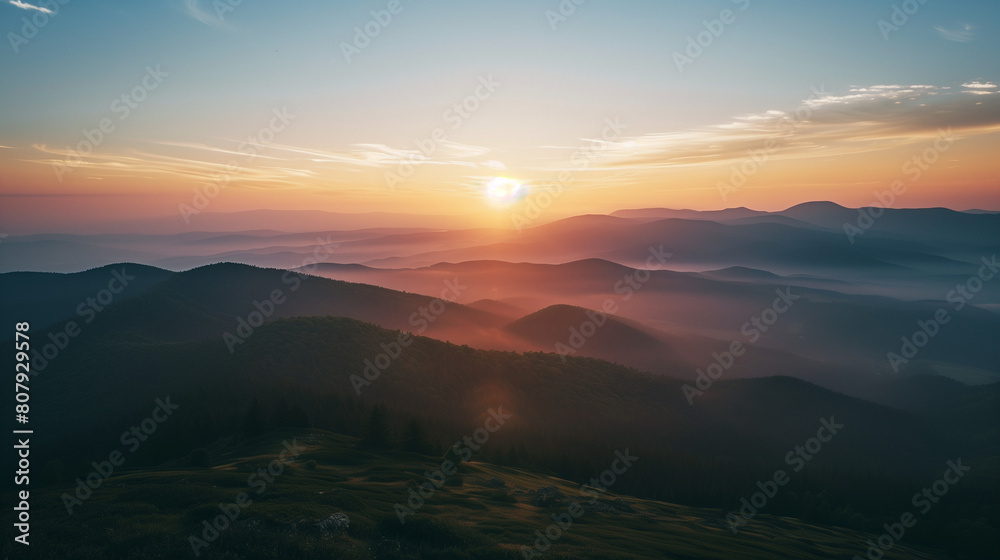 Sunrise Splendor Over Misty Mountains
