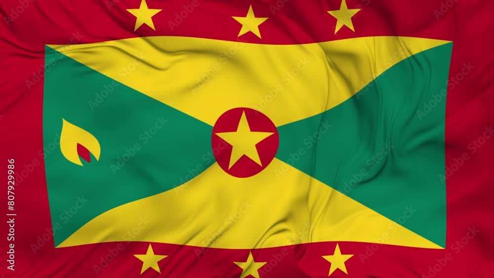 Grenada flag waving animation seamless loop.4K Grenada flag waving animation seamless loop.4K