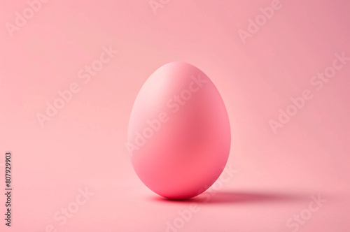 Minimalistic pink egg on pink background with shadow