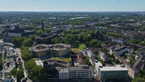 Aerial drone view of Bochum-Innenstadt, the city center of Bochum in North Rhine-Westphalia, Germany. photo