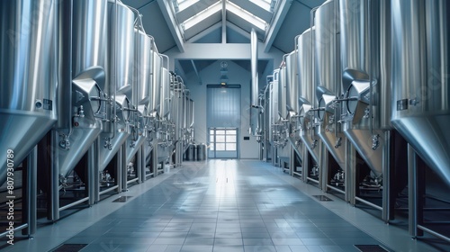 fermentation cellar with stainless steel tanks