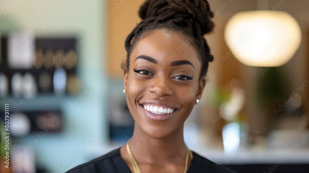 smiling receptionist at office smiling receptionist at office