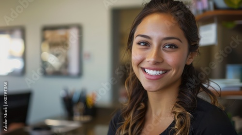 smiling receptionist at office