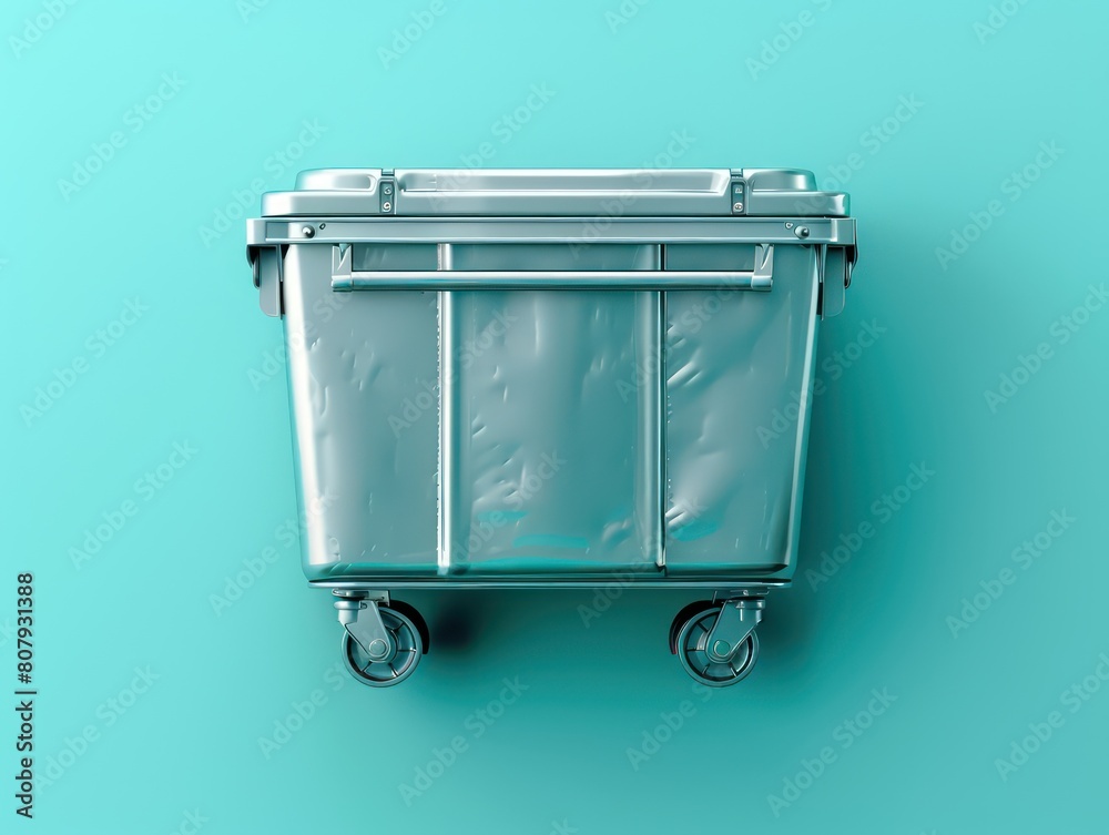steel waste container in blue background steel waste container in blue background