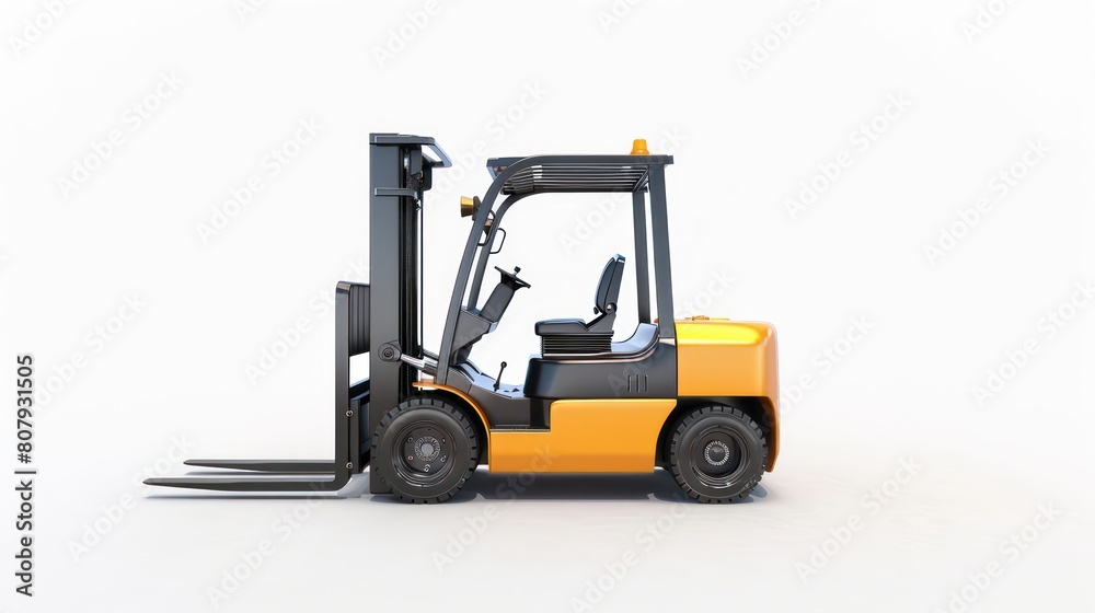 forklift warehouse work at white background