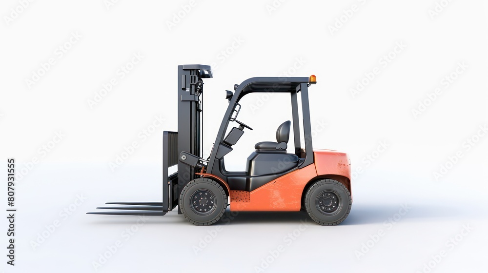 Fototapeta premium forklift warehouse work at white background