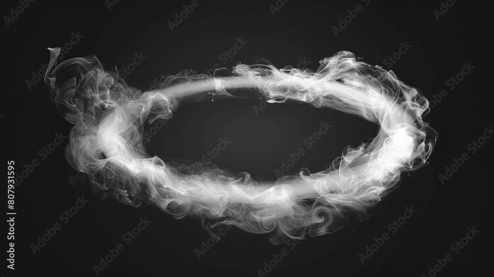 Modern smoke circle ring cloud effect. 3D realistic fog line swirl art for vapers and hookah enthusiasts. Modern smoke circle ring cloud effect. 3D realistic fog line swirl art for vapers and hookah enthusiasts.
