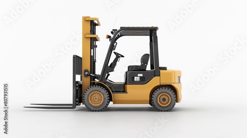 forklift warehouse work at white background