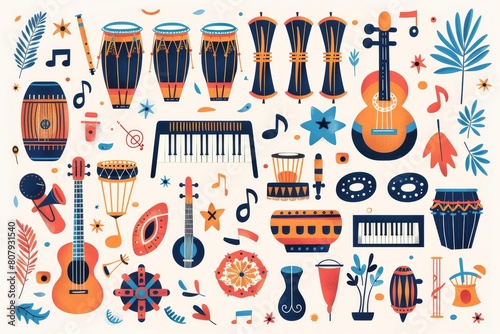 Musical Harmony: A Colorful Collection of Instruments