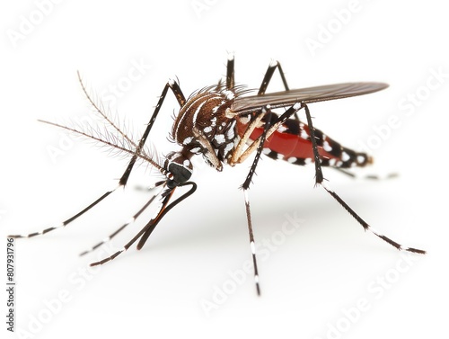 dengue mosquito, aedes aegypti, on white background