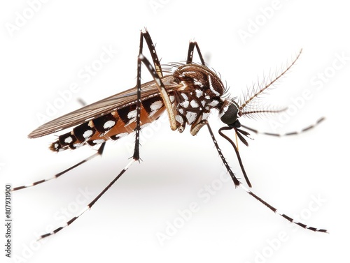 dengue mosquito, aedes aegypti, on white background © MADGALLERY