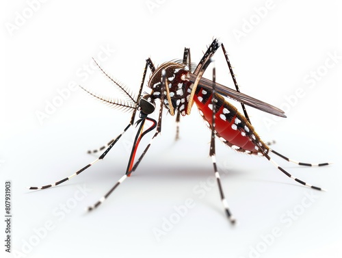 dengue mosquito, aedes aegypti, on white background © MADGALLERY