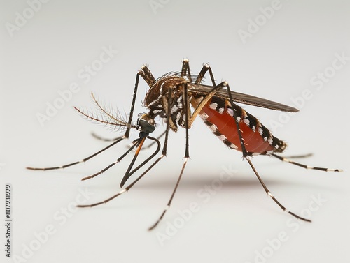 dengue mosquito, aedes aegypti, on white background