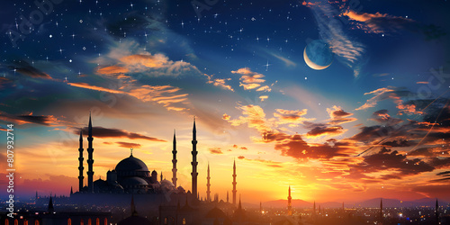 A Poster For The Islamic Prayer Of Ramadan Background
 photo