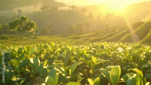 video of beautiful green tea garden views photo