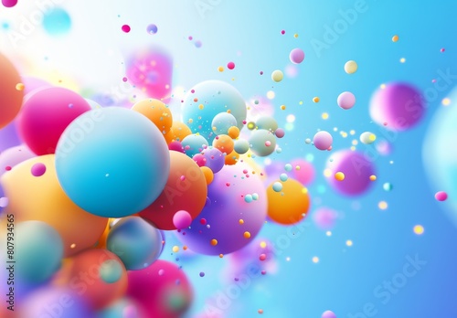 Abstract composition  colorful spheres fly randomly  forming a rainbow of matte soft balls in various sizes. Vector background