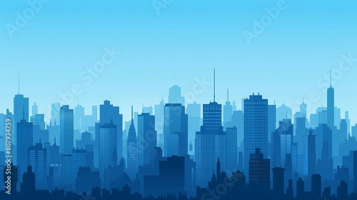 A cityscape flat building skyline modern background. A cityscape skyline with an office in downtown. A blue panoramic metropolis environment concept. A cityscape flat building skyline modern