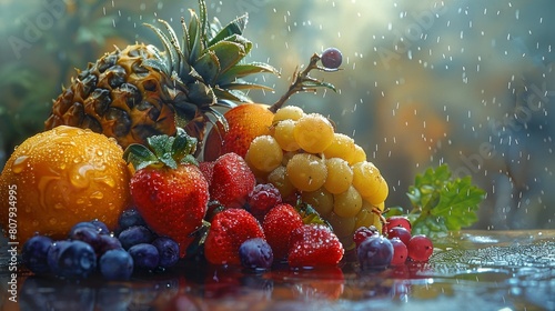 Craft an image of luscious fruits
