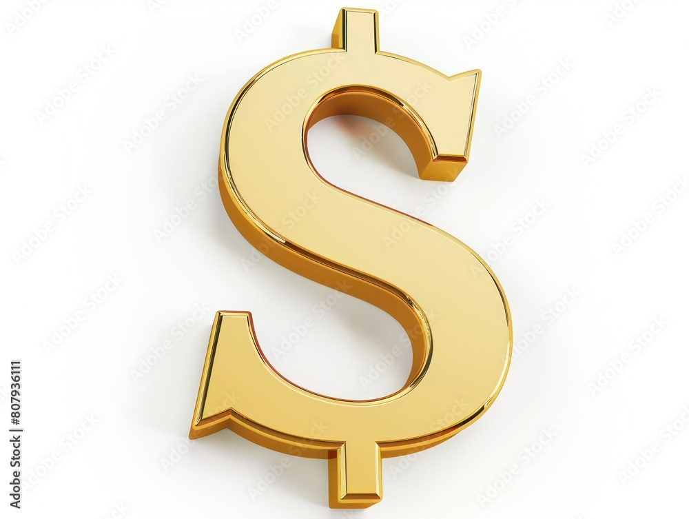 Obraz premium gold dollar sign, 3d, white background