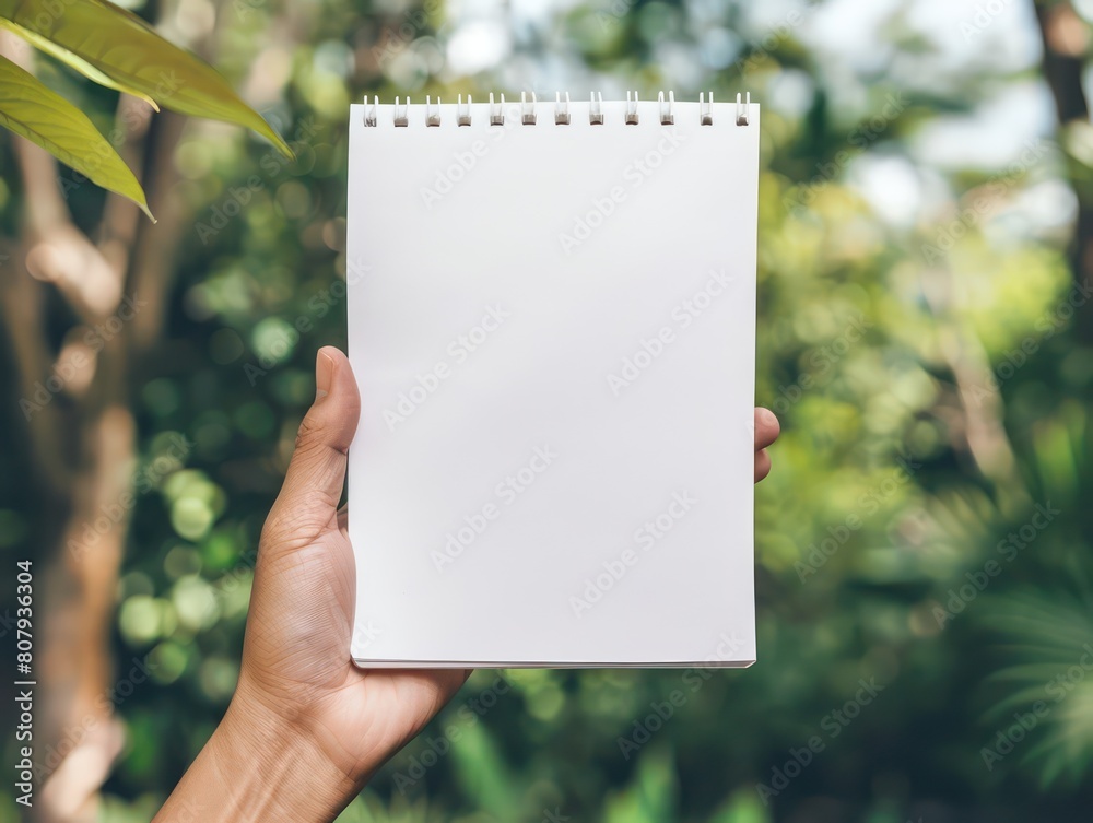 hand holding white notepad
