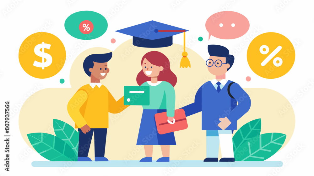 A new incomeshare agreement model where investors fund students education in exchange for a percentage of their future income.. Vector illustration A new incomeshare agreement model where investors fund students education in exchange for a percentage of their future income.. Vector illustration