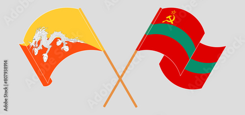 Crossed and waving flags of Bhutan and Transnistria photo