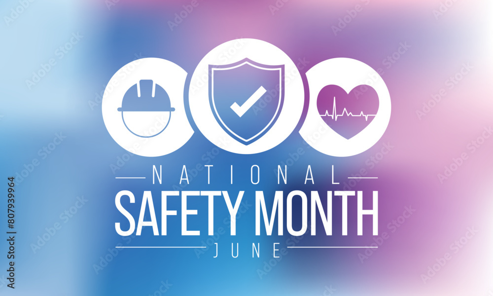 National safety month is celebrated every year in June to remind us the importance of safety and awareness of our surroundings. Vector illustration National safety month is celebrated every year in June to remind us the importance of safety and awareness of our surroundings. Vector illustration