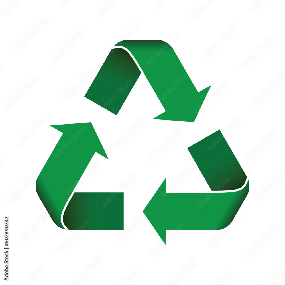 Recycle icon with green ribbon on white background. Vector Recycle icon with green ribbon on white background. Vector