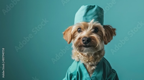 little dog in a doctors outfit photo