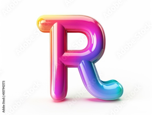 R letter, color in white background photo