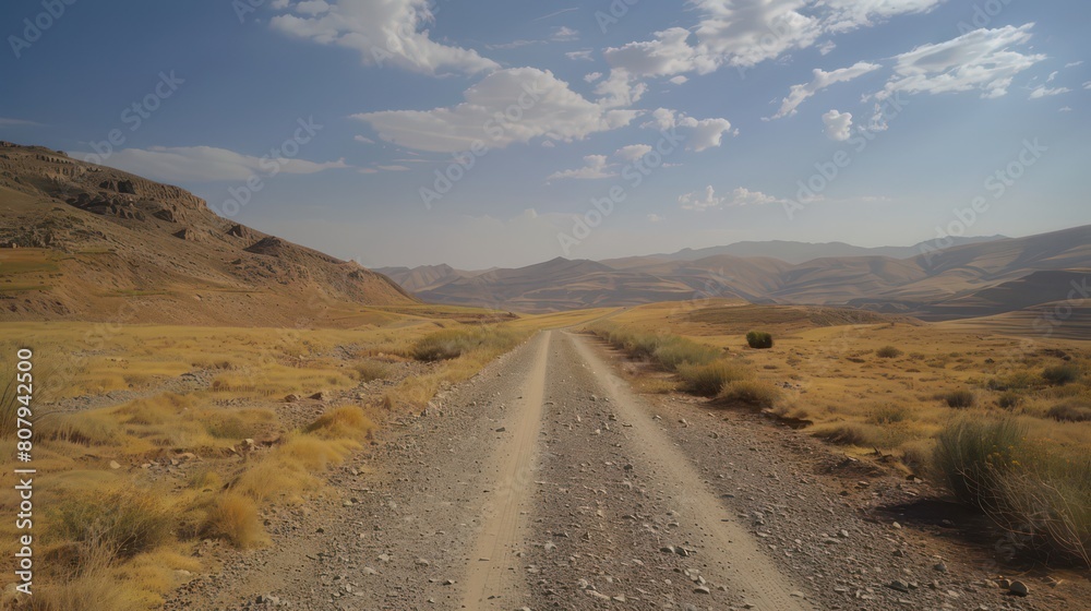 straight long road in desert land