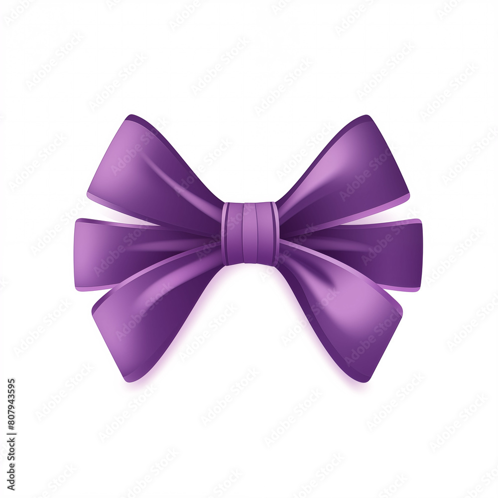 a purple bow ribbon on an isolated white background