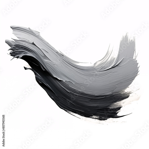a glay brush stroke on an isolated white background photo