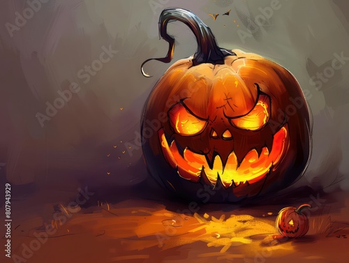 halloween scary evil cartoon pumpkin