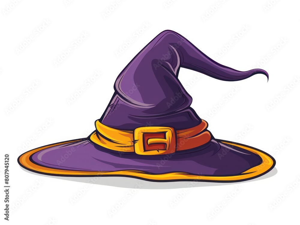 Naklejka premium Halloween witch hat in white background