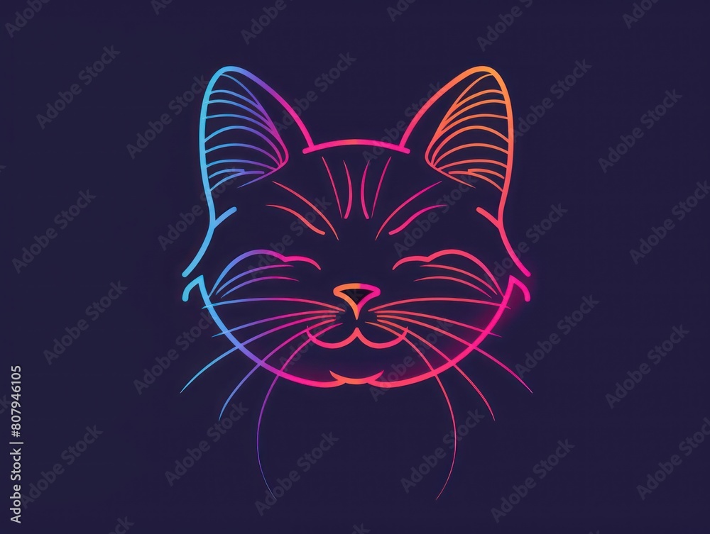 cat draw line gradient logo design cat draw line gradient logo design