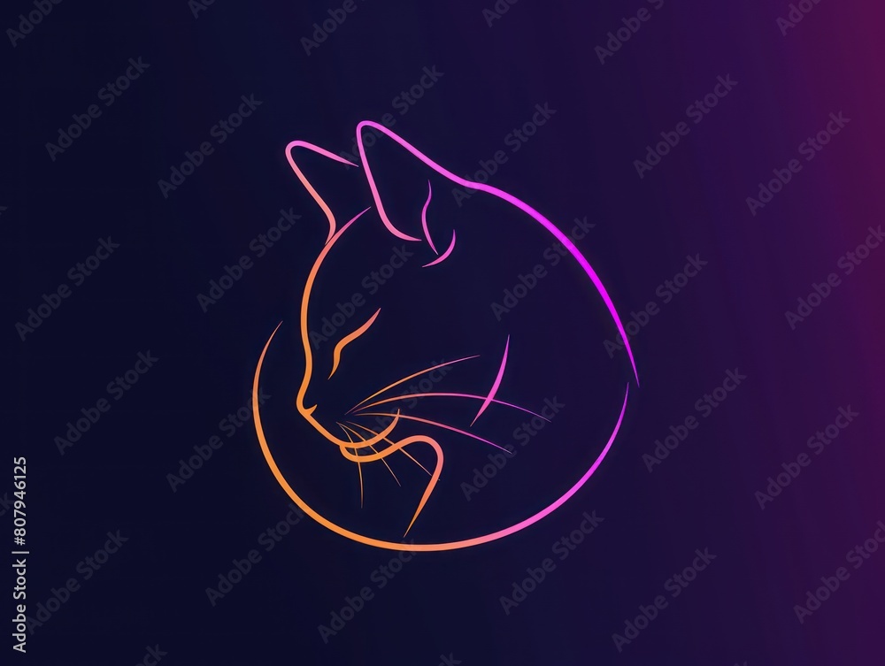 Fototapeta premium cat draw line gradient logo design