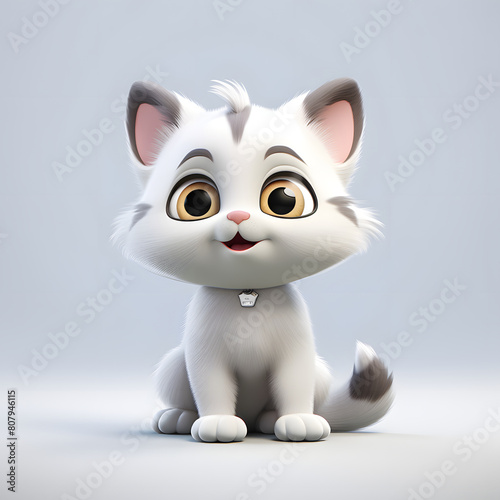 Digital technology 3D cute cat icon