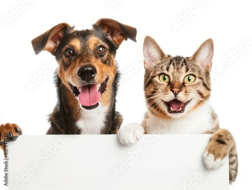 veterinary dog and cat holding clear whiteboard at white background