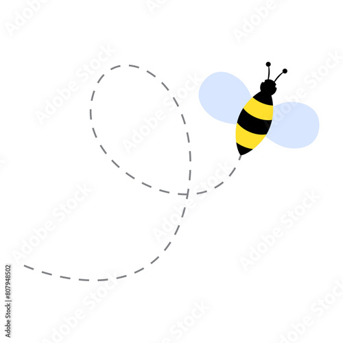 Vector illustration of flying bee on transparent background