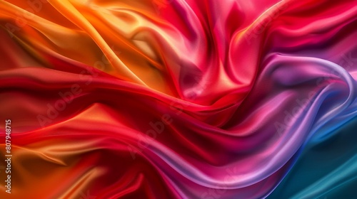 Background Colorful red tone gradient rainbow overlay abstract background bright creative, waves of fabric, template luxurious cloth festivals,Glossy smooth texture, flowing, curve lines wallpaper