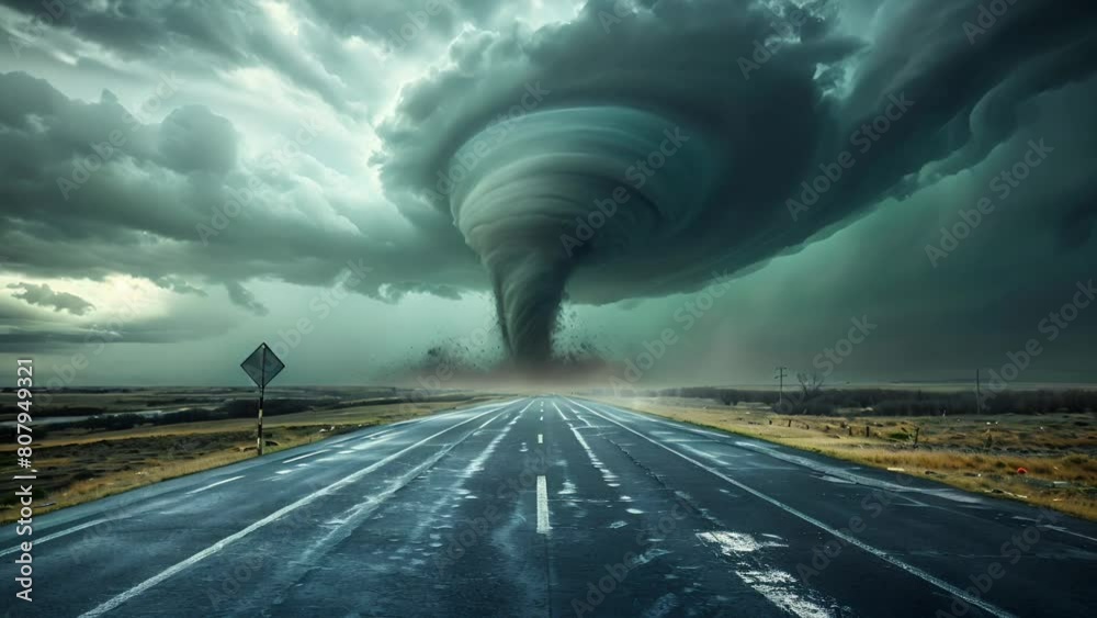 Vídeo do Stock: Large tornado funnel cloud touching down on a deserted ...