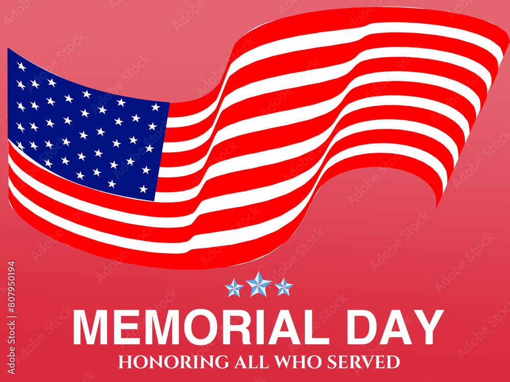 United States of America flags on a transparent background.Memorial Day card set. Modern minimal design. United States of America flags on a transparent background.Memorial Day card set. Modern minimal design.